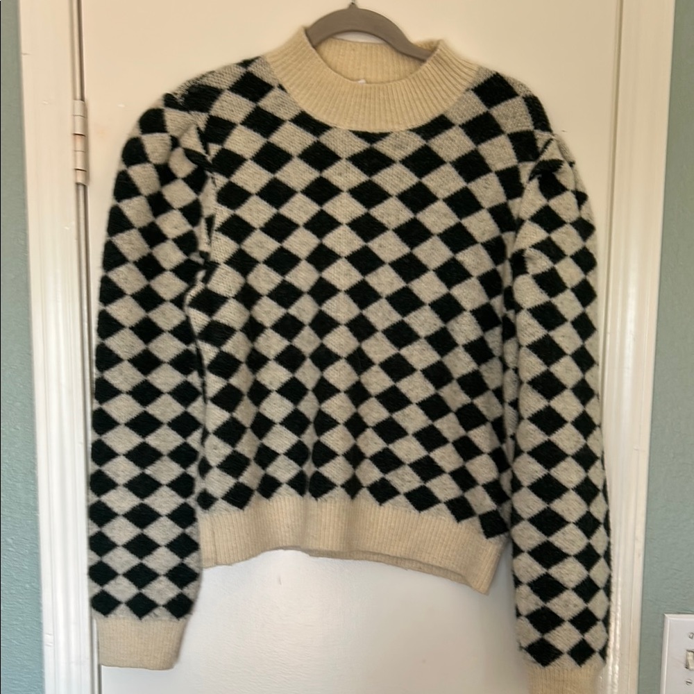 THML Checkered Black and Cream Sweater